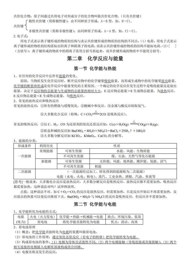 高一化学必修二笔记整理（高一化学必修二每章思维导图）
